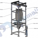 drawing mini fibc discharging unit loading with electric hoist valve 150